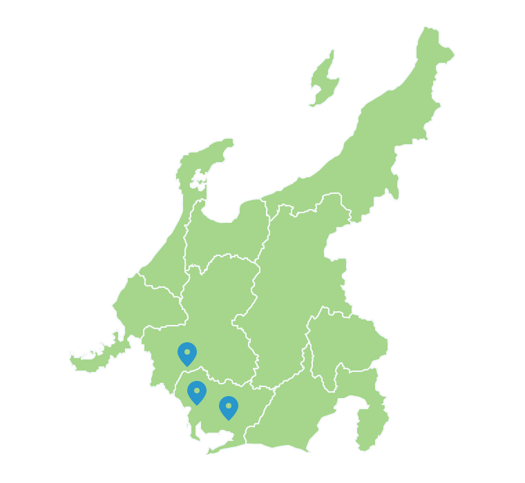 株式会社エントリー中部エリアの拠点の地図