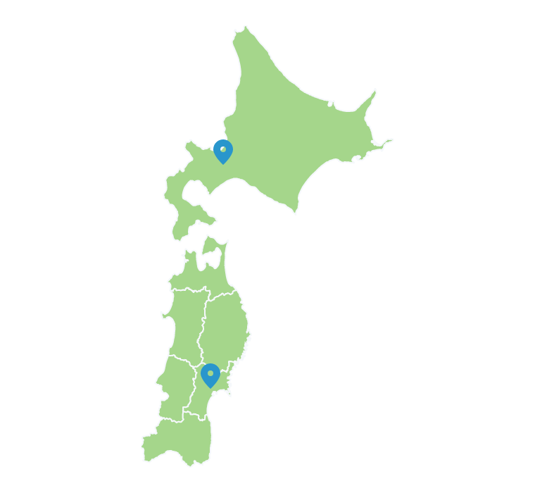 株式会社エントリー北日本エリアの拠点の地図